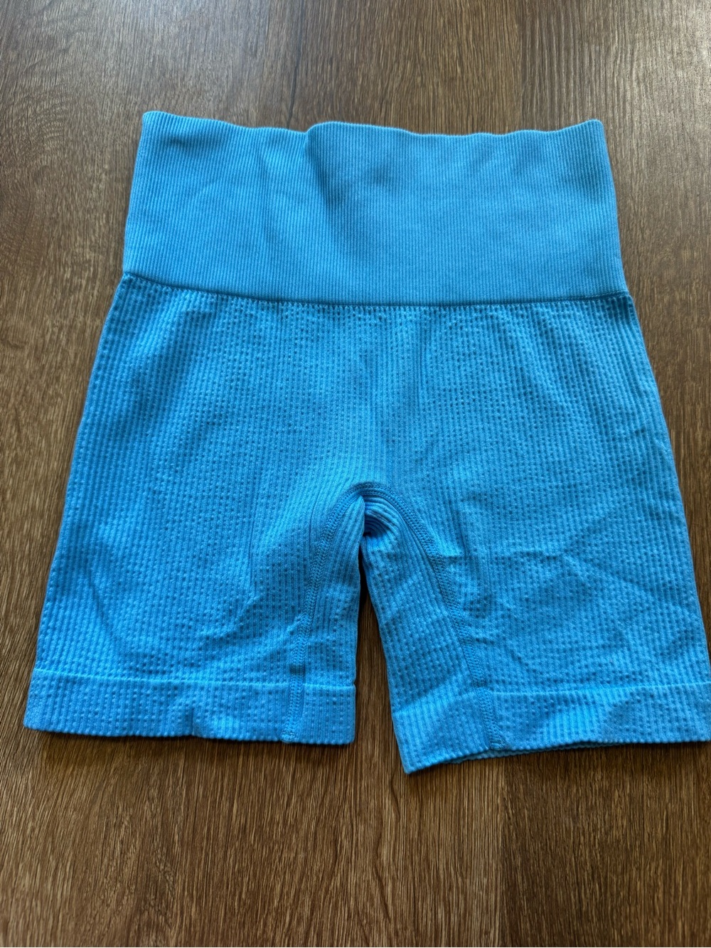 Colsie Women’s Blue Ribbed Knit Biker Shorts XS Pull On Stretch Yoga
